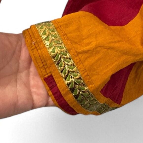 Embroidered Burgundy Kurti Midi Dress Cap Sleeves Floral Detail Size M‎ - L - Picture 6 of 6